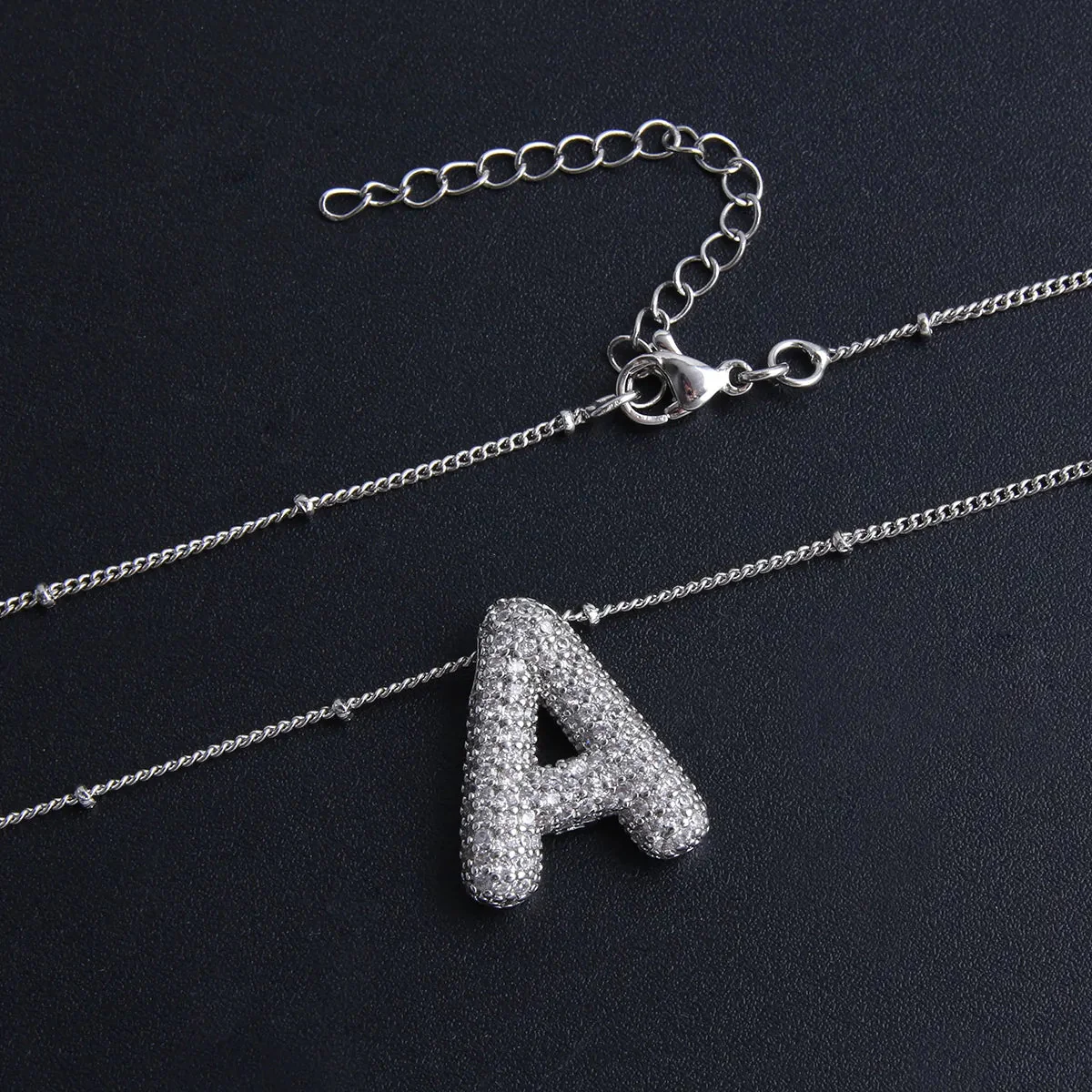 Bubble letter initial necklace set | White Gold 18k - Image 7