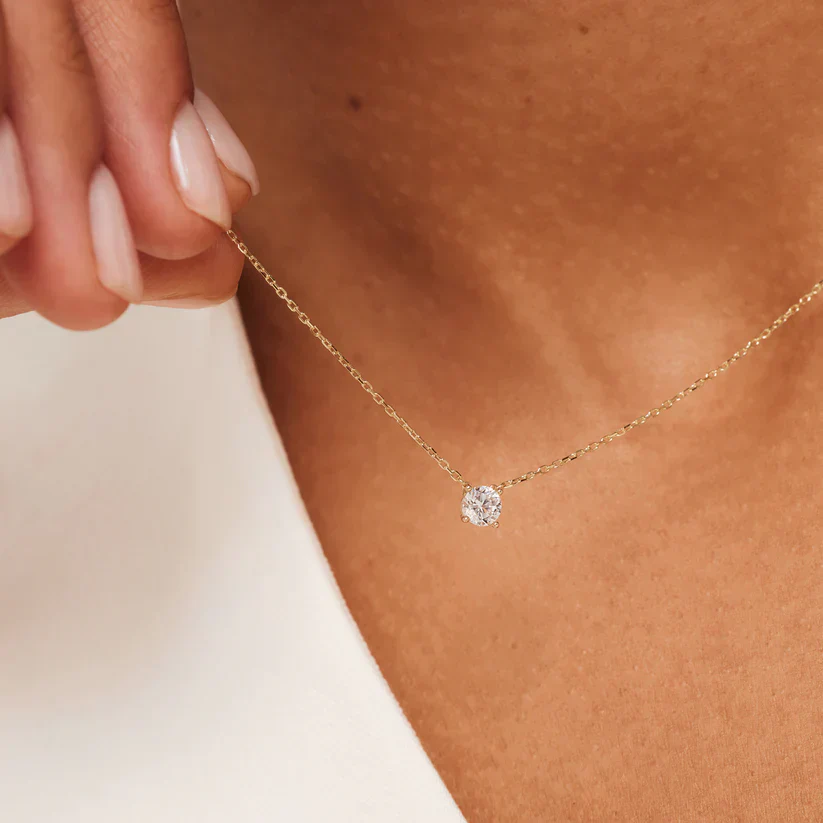 Cléa Moissanite Stone Necklace | Gold 14k - Image 4