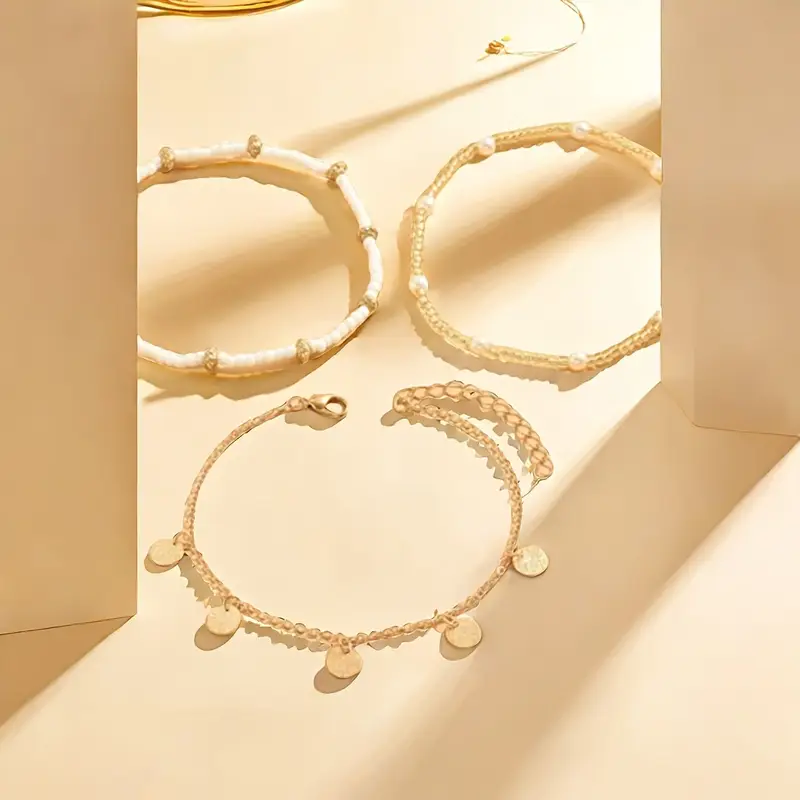 Coastal Charm 3-Piece Layered Anklet Set | Gold 18k - Image 4