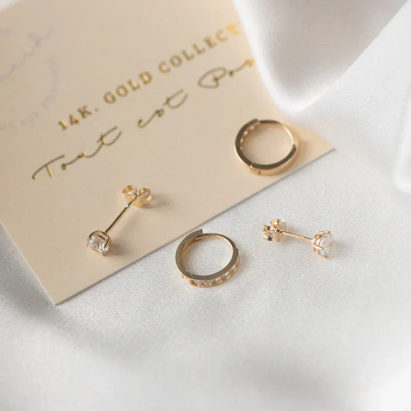 Dara Brillane Stone Earrings Set | Gold 14k - Image 10