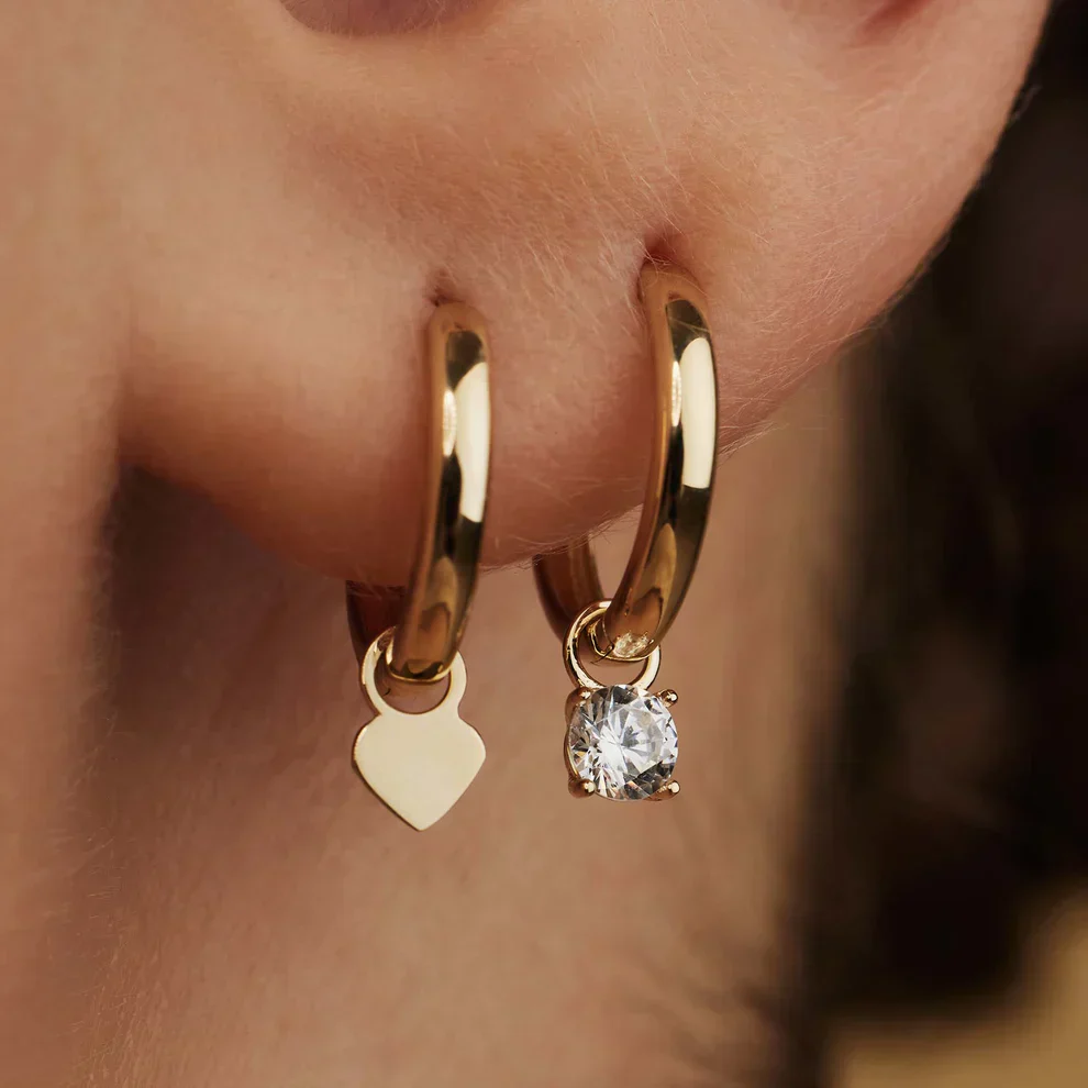 Larmes de Lune Stone Hoop Earrings | Gold 14k - Image 3