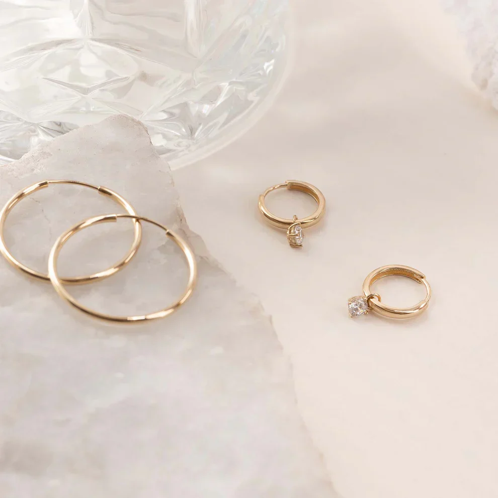 Larmes de Lune Stone Hoop Earrings | Gold 14k - Image 4