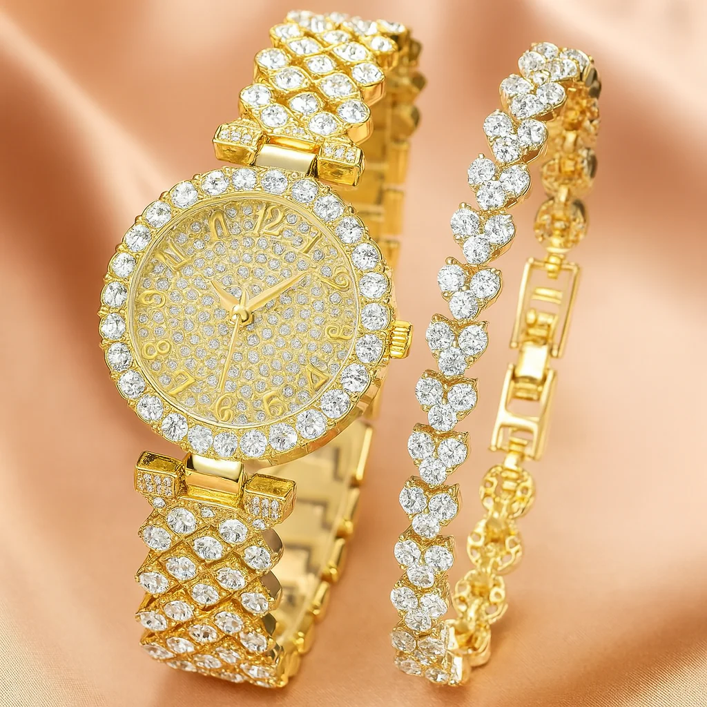 Luxe Radiance Gold Watch & Bracelet Set | Gold 18k - Image 4