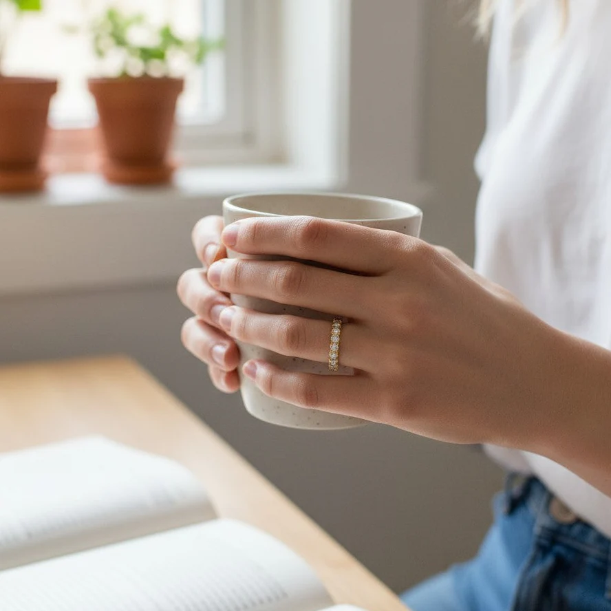 Moissanite Wedding Band | Gold 18K - Image 4