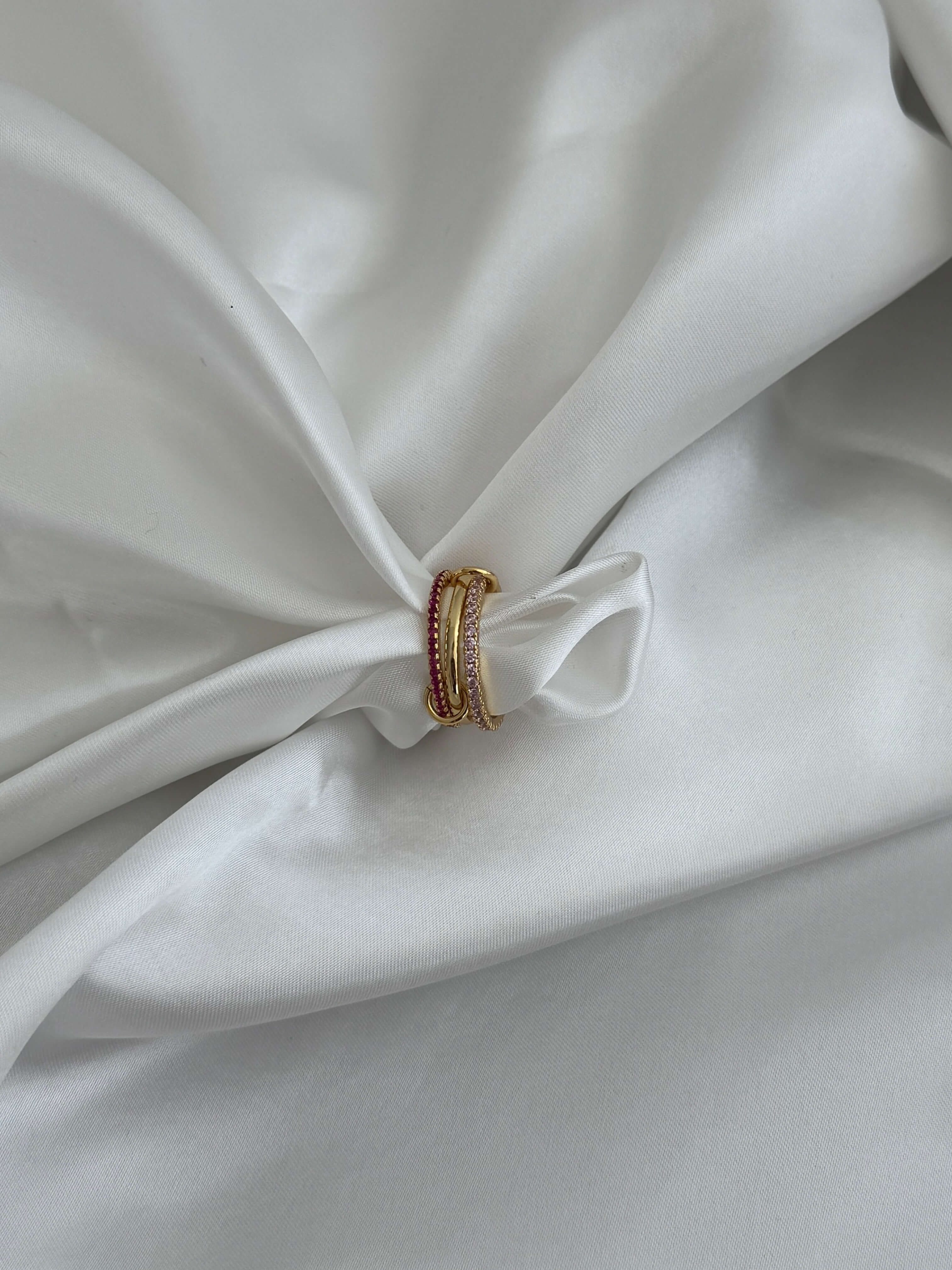 Pink Rhinestone Stacked Ring - Kora Jewelry - Image 4