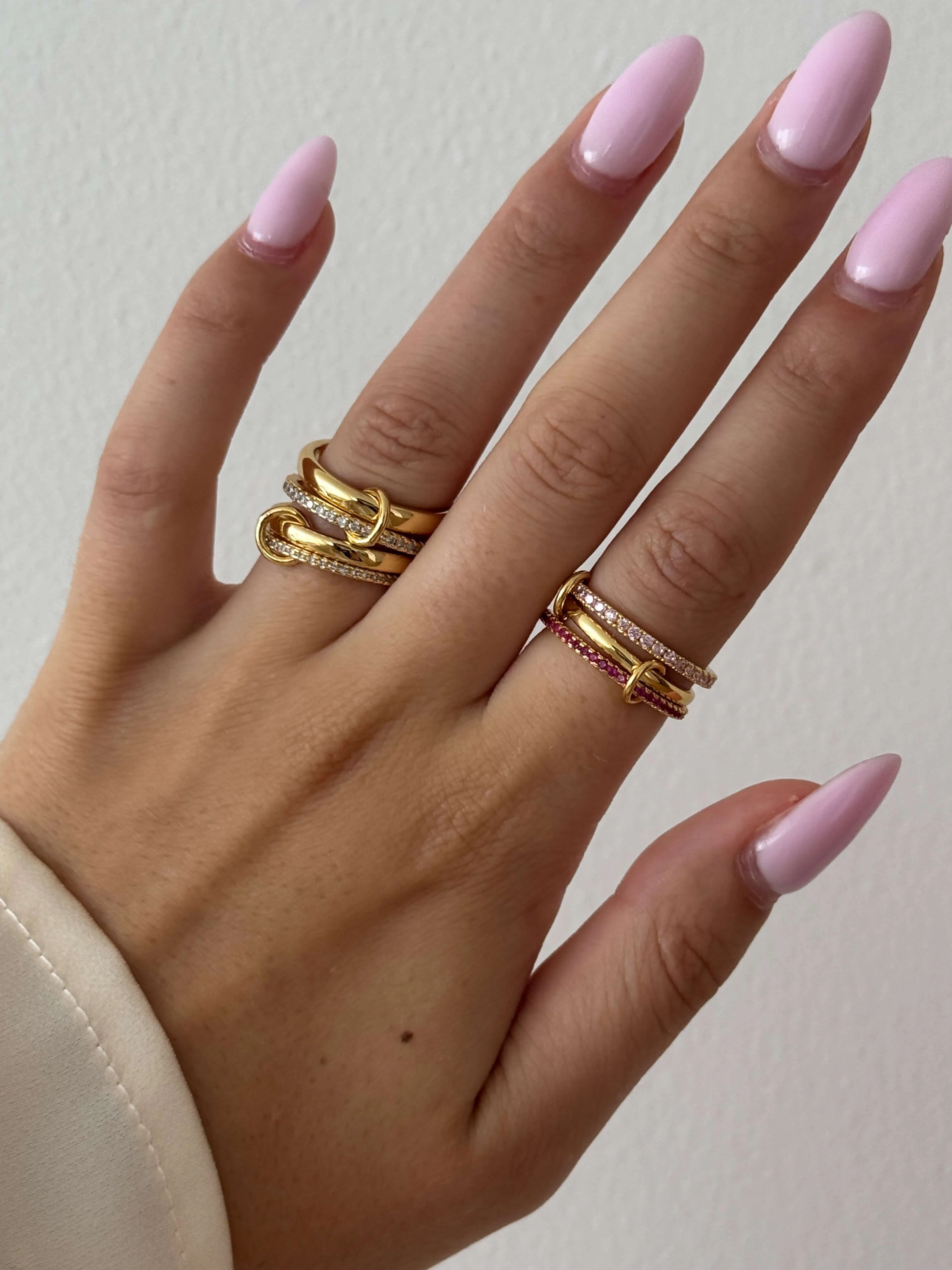 Pink Rhinestone Stacked Ring - Kora Jewelry - Image 6