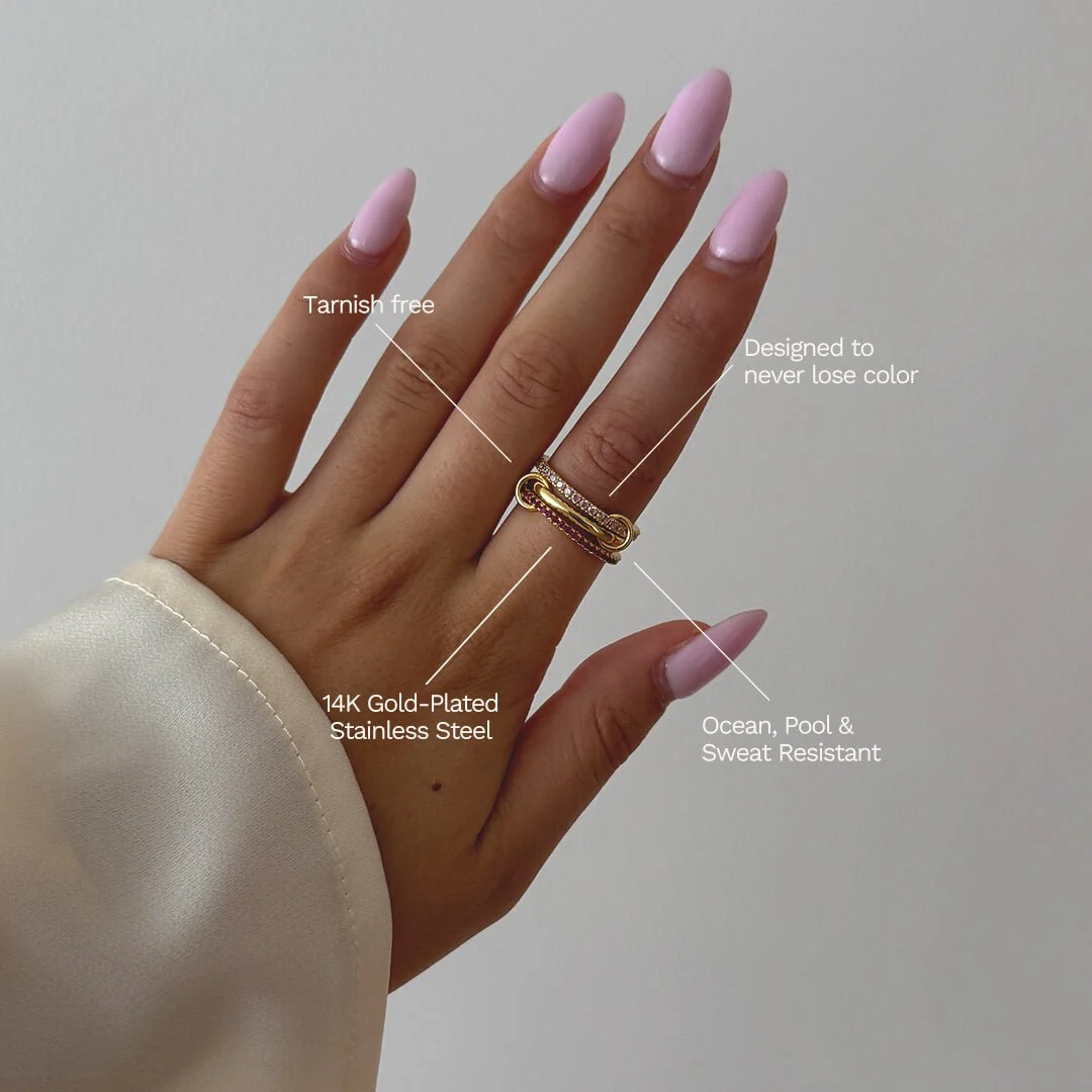 Pink Rhinestone Stacked Ring - Kora Jewelry - Image 8