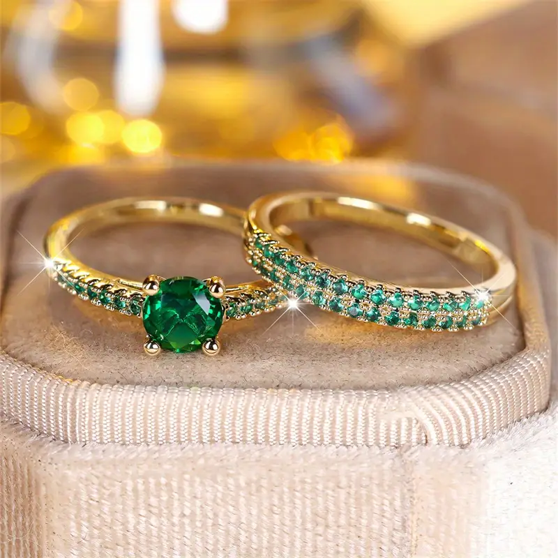 Serena Emerald Duo Ring Set | Gold 18k - Image 3