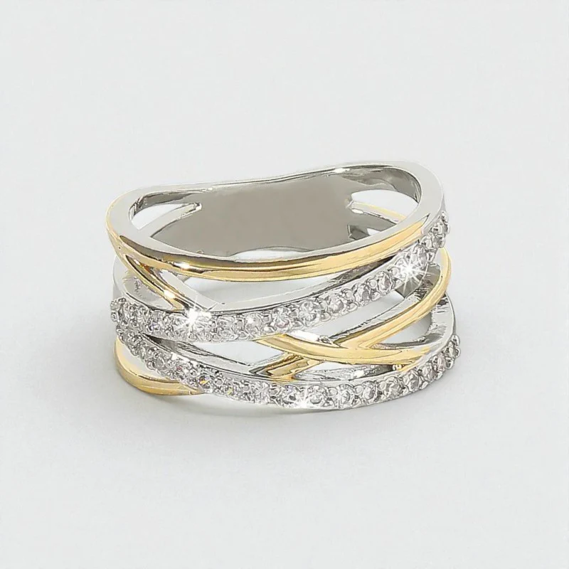 SilverGold Radiance Zirconia Ring | Mixed Gold 18k - Image 3