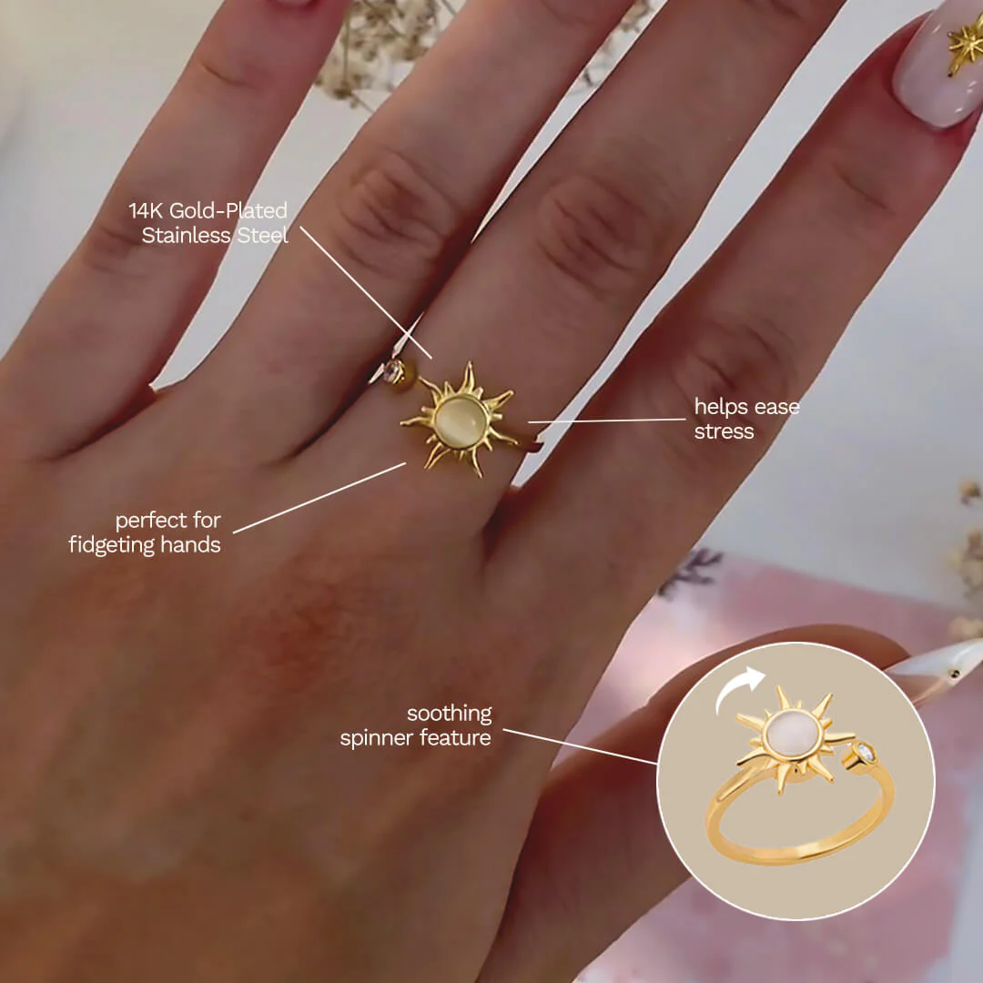 Sun Anxiety Spinner Ring Gold Plated - Image 7
