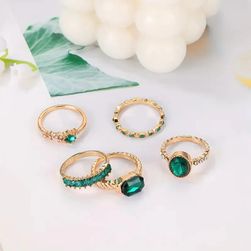 Zarina Exquisite Emerald Ring Set | Gold 18k - Image 3